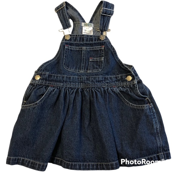 Roots Baby Denim Bib Overall Dress 12-18months - Picture 1 of 7